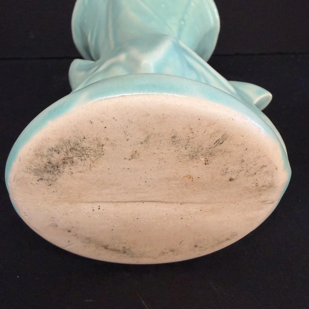 Vintage Red Wing Attributed Art Deco Vase RARE Aqua Blue‎ Matte Cerami 7.5